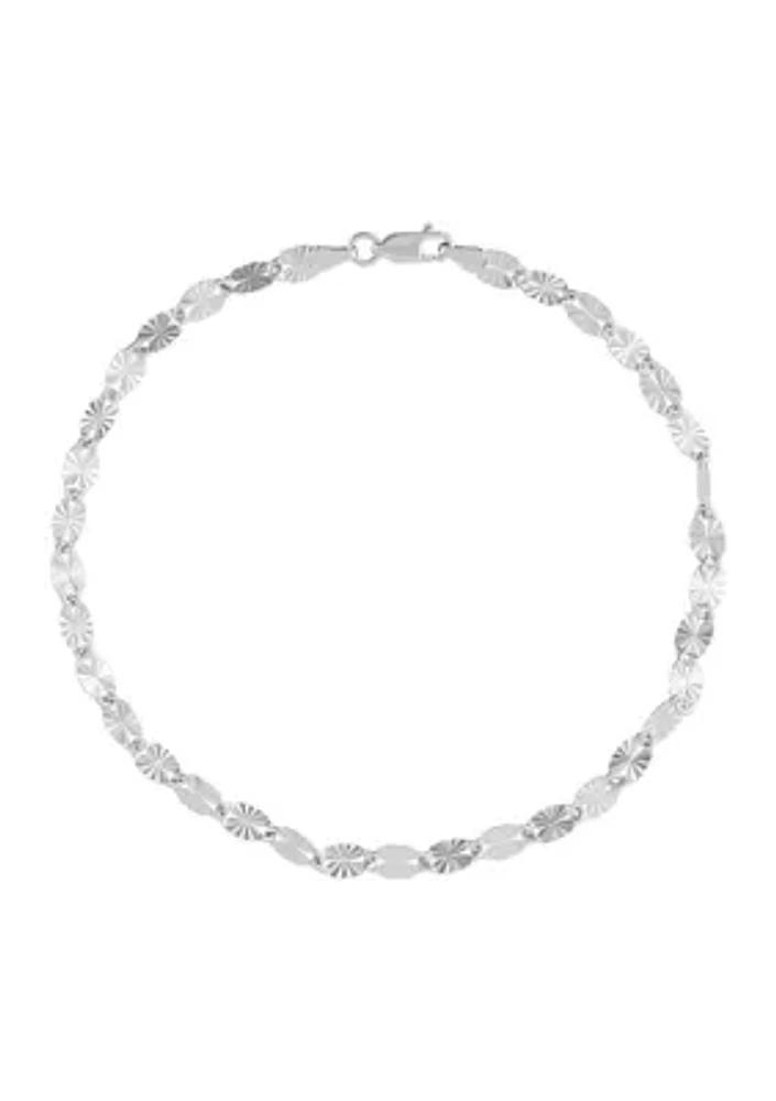 Solid Star Cut Mirror Chain Anklet in Sterling Silver