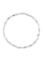 Solid Star Cut Mirror Chain Anklet in Sterling Silver