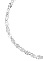 Solid Star Cut Mirror Chain Anklet in Sterling Silver