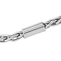 Solid Spiga with Tube Bar Station Chain Anklet in Sterling Silver