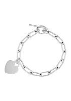 Dangle Flat Heart Toggle Bracelet in Sterling Silver