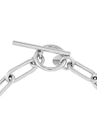 Dangle Flat Heart Toggle Bracelet in Sterling Silver