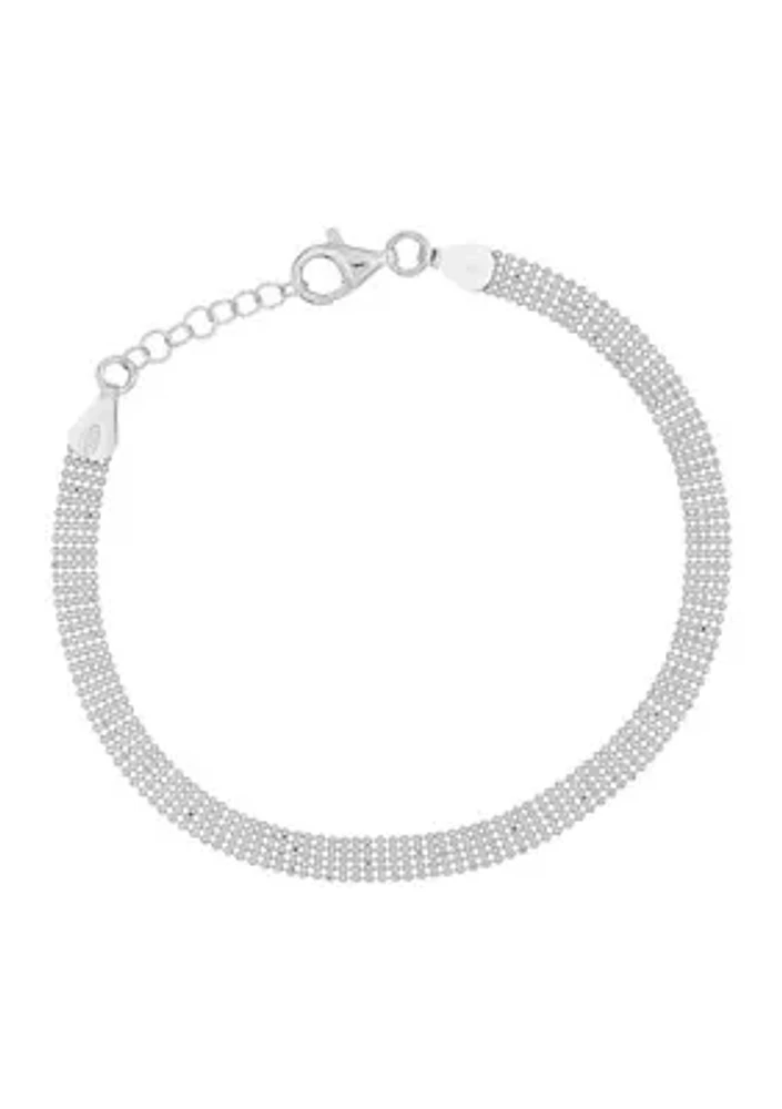 5 Row Beaded Chain Bracelet in Sterling Silver