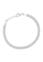 5 Row Beaded Chain Bracelet in Sterling Silver