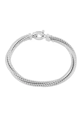 Triple Crossover Bracelet in Sterling Silver