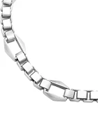 Pyramide Shape Station Box Chain Bracelet in Sterling Silver