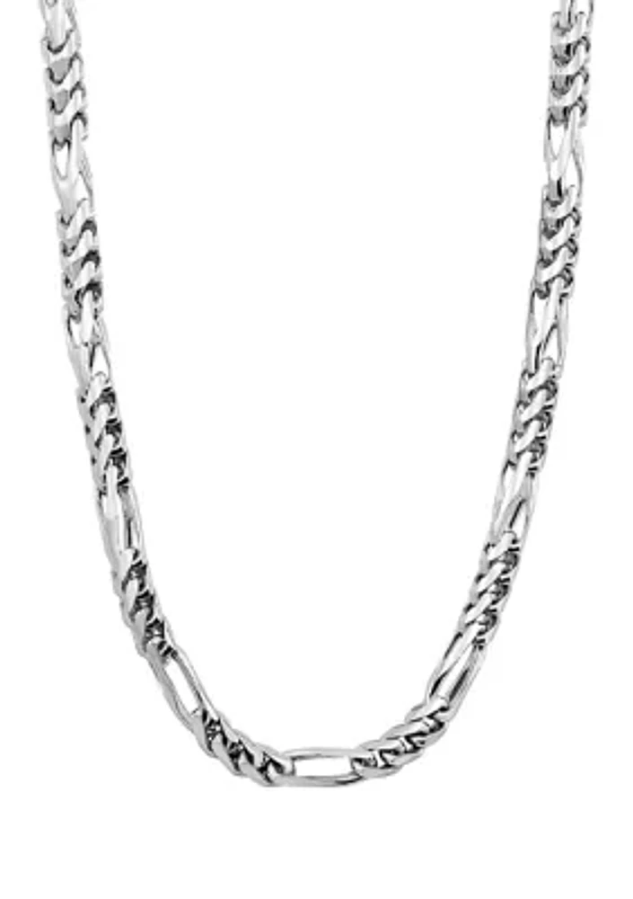 Round Tight Figaro Chain Necklace in Sterling Silver