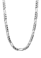 Round Tight Figaro Chain Necklace in Sterling Silver