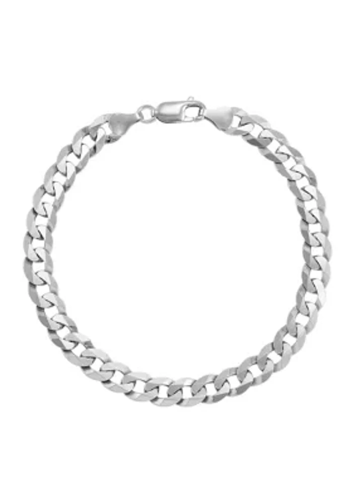 6.9 Millimeter Curb Chain Bracelet in Sterling Silver