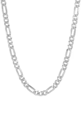 Solid Figaro Chain Necklace in Sterling Silver