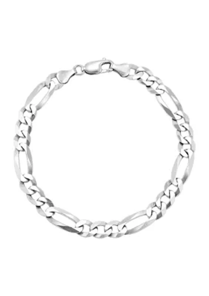 7 Millimeter Figaro Chain Bracelet in Sterling Silver 