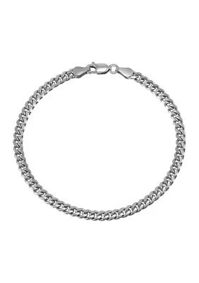 3.5 Millimeter Solid Curb Chain Bracelet in Sterling Silver