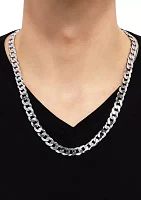 24 Inch Flat Wire Curb Chain Necklace in Sterling Silver 