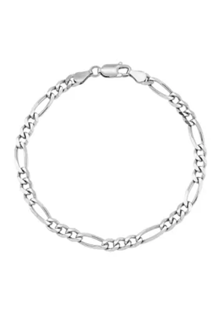 4.3 Millimeter Solid Beveled Figaro Chain Bracelet in Sterling Silver