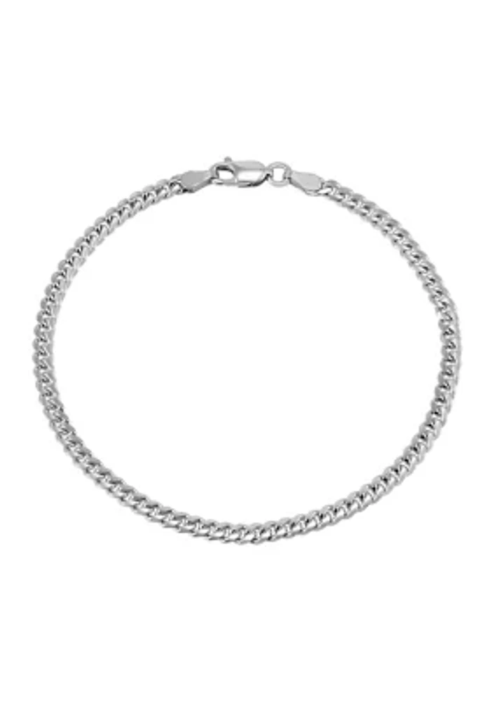 2.8 Millimeter Solid Cuban Chain Bracelet in Sterling Silver