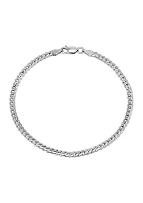 2.8 Millimeter Solid Cuban Chain Bracelet in Sterling Silver