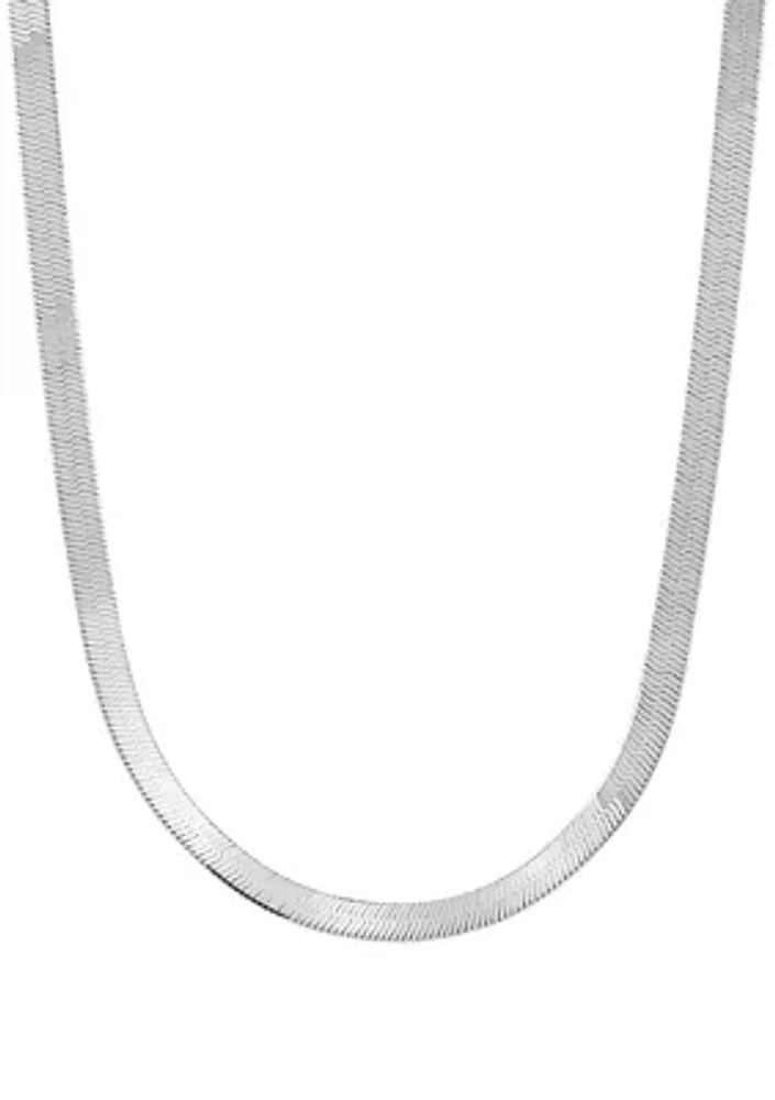 4.5 Millimeter Solid Herringbone Chain Necklace in Sterling Silver