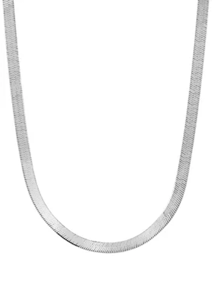 Millimeter Solid Herringbone Chain Necklace in Sterling Silver