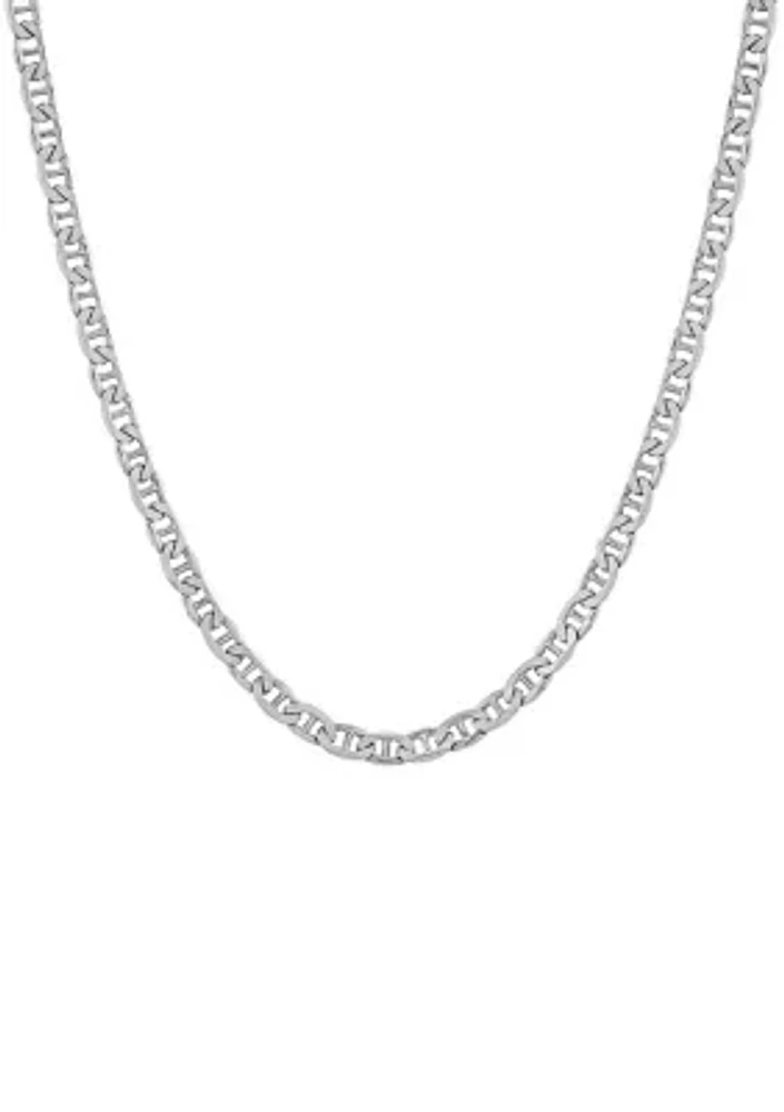 3.5 Millimeter Solid Mariner Chain Necklace in Sterling Silver