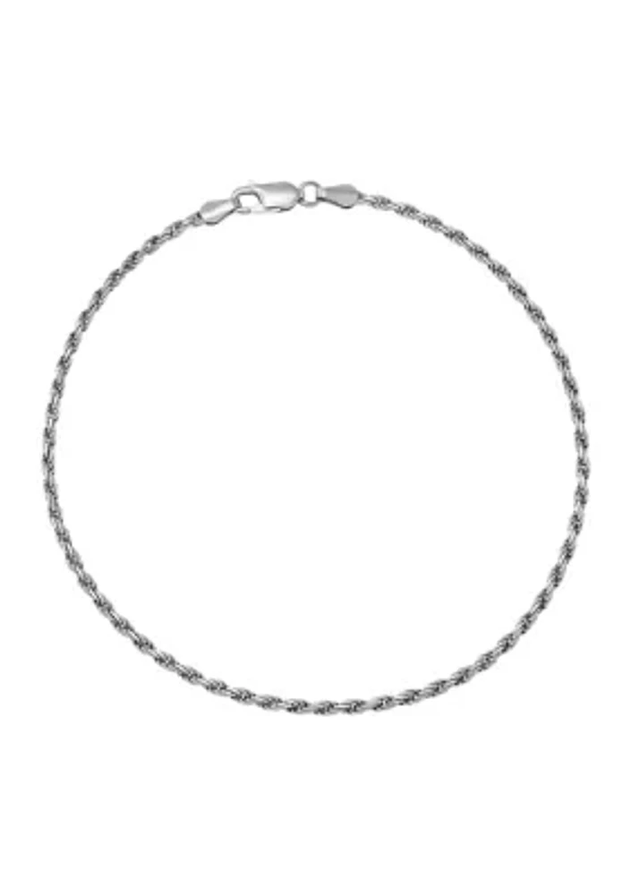 2.2 Millimeter Solid Rope Chain Bracelet in Sterling Silver