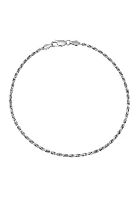 2.2 Millimeter Solid Rope Chain Bracelet in Sterling Silver