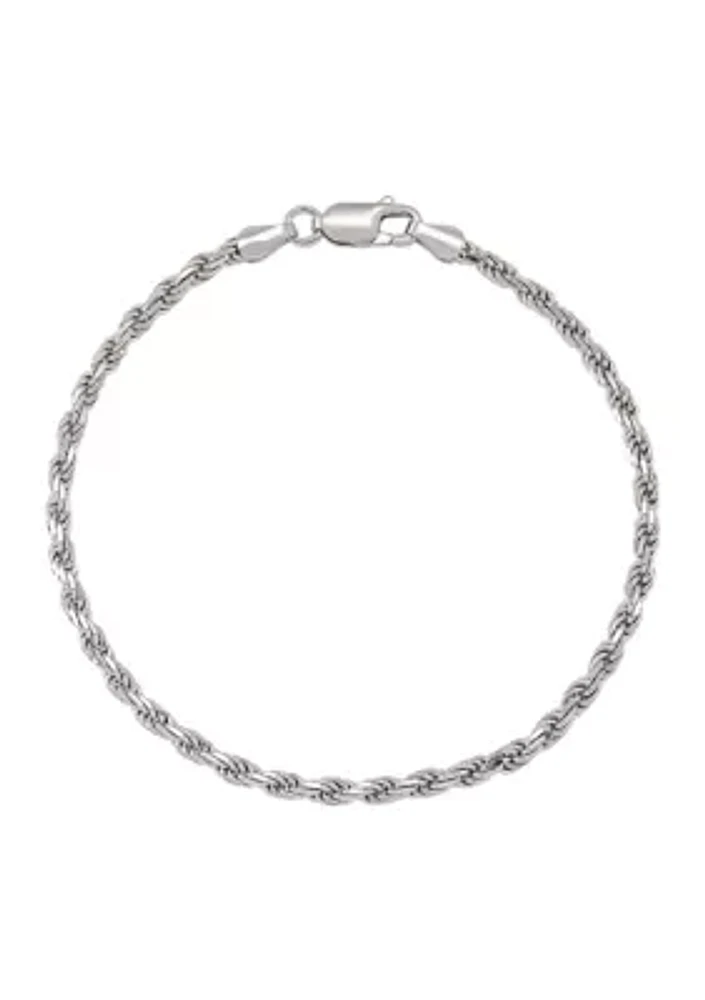 2.7 Millimeter Solid Rope Chain Bracelet in Sterling Silver