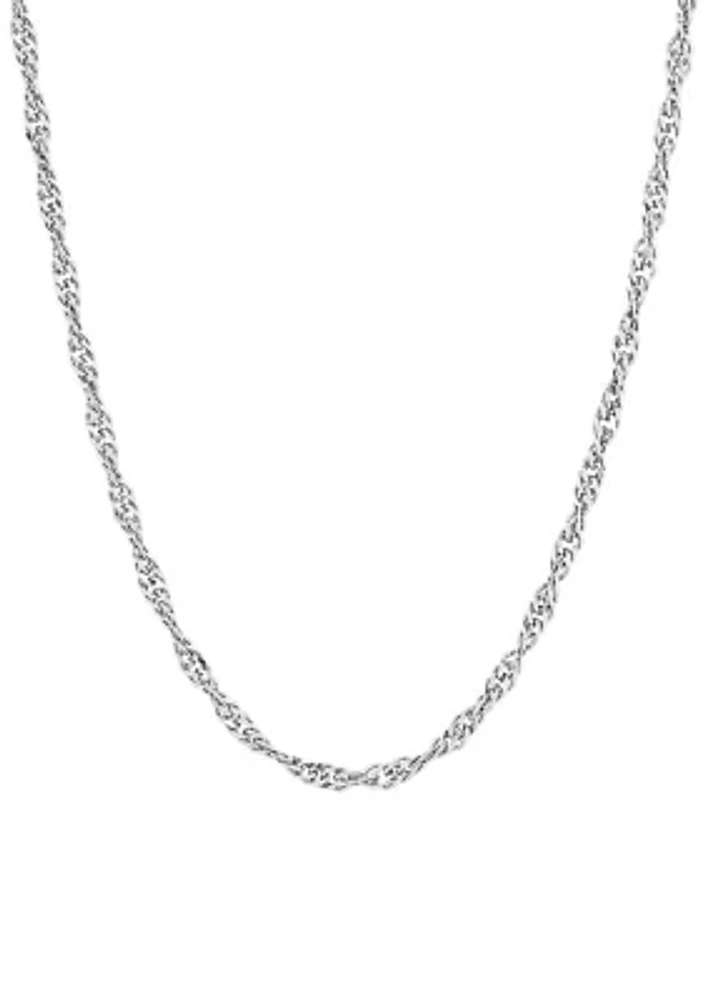 2.9 Millimeter Solid Singapore Chain Necklace in Sterling Silver