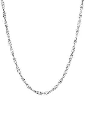 2.9 Millimeter Solid Singapore Chain Necklace in Sterling Silver