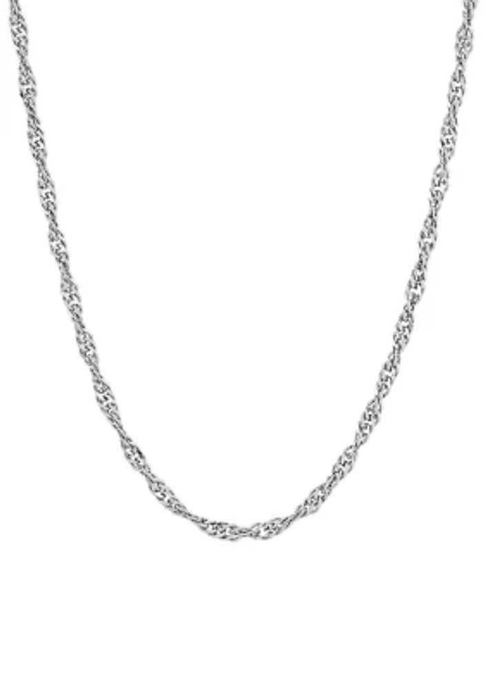 2.9 Millimeter Solid Singapore Chain Necklace in Sterling Silver