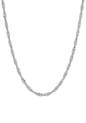 2.9 Millimeter Solid Singapore Chain Necklace in Sterling Silver