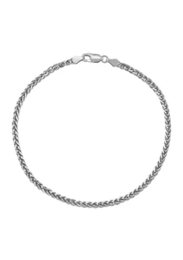 2.5 Millimeter Solid Round Wheat Chain Bracelet in Sterling Silver