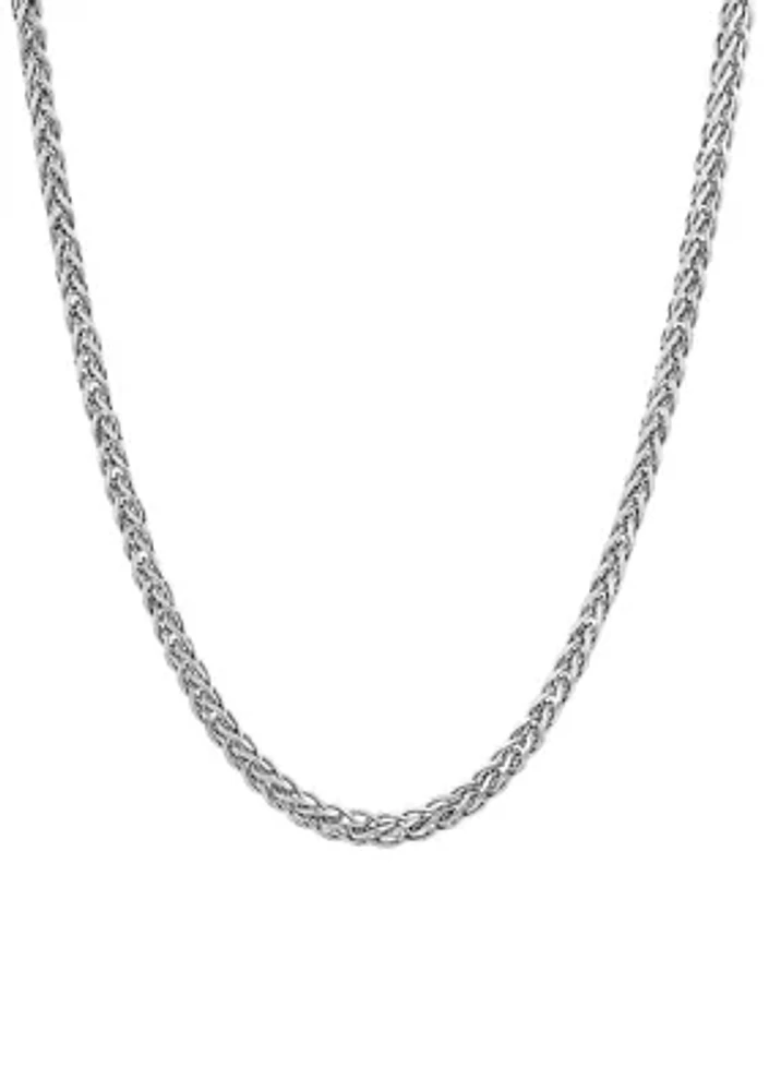 2.5 Millimeter Solid Round Wheat Chain Necklace in Sterling Silver