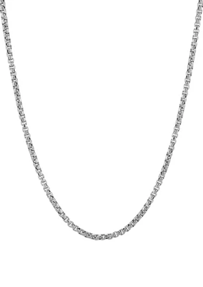 2 Millimeter Solid Round Box Chain Necklace in Sterling Silver