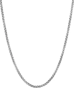 2 Millimeter Solid Round Box Chain Necklace in Sterling Silver