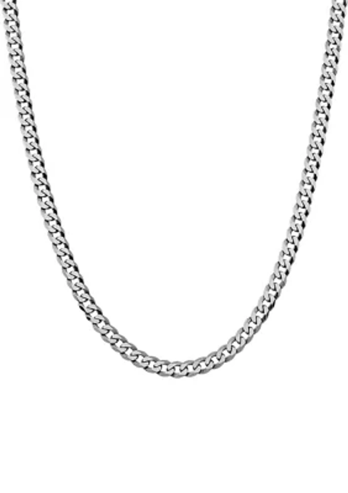 5 Millimeter Solid Flat Curb Chain Necklace in Sterling Silver