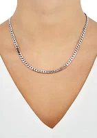 5 Millimeter Solid Flat Curb Chain Necklace in Sterling Silver