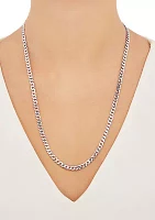 5 Millimeter Solid Flat Curb Chain Necklace in Sterling Silver