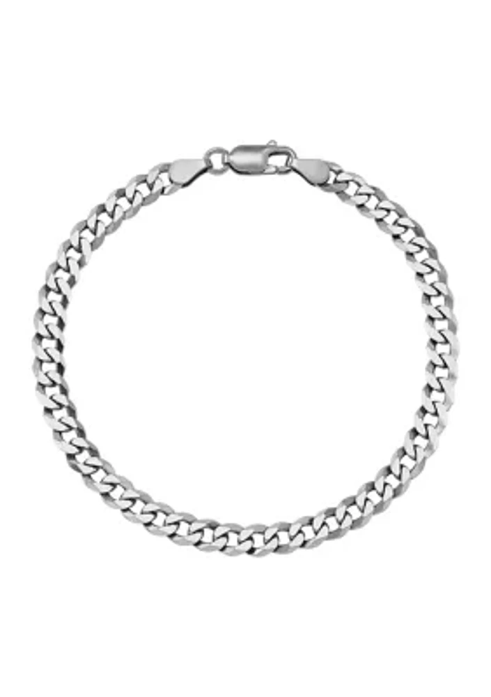 5 Millimeter Solid Flat Curb Chain Bracelet  in Sterling Silver