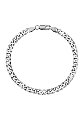 5 Millimeter Solid Flat Curb Chain Bracelet  in Sterling Silver