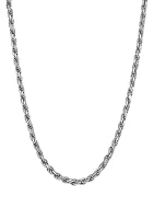 22 Inch Rope Chain Necklace in Sterling Silver 