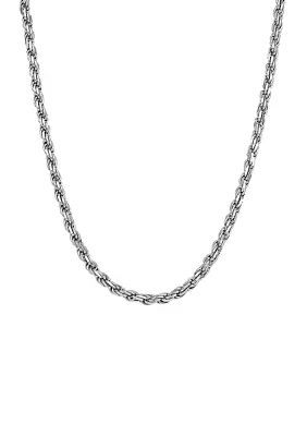 26 Inch Rope Chain in Sterling Silver 