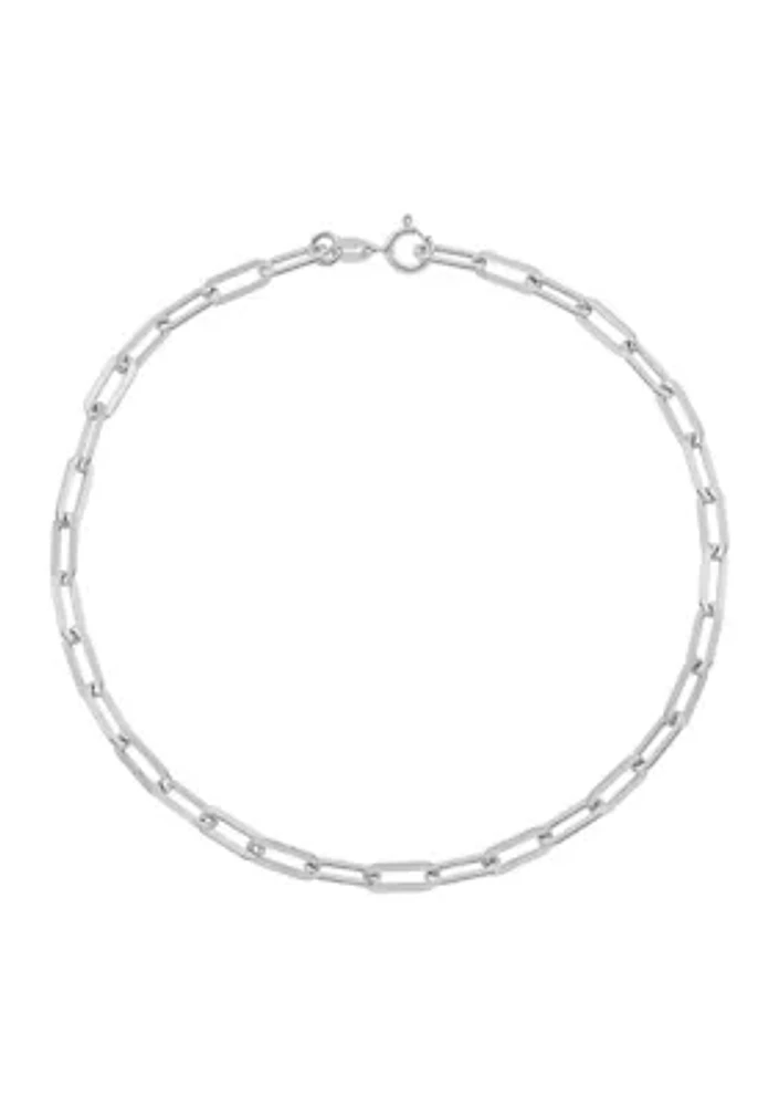 3.9 Millimeter Solid Paperclip Chain Bracelet in Sterling Silver