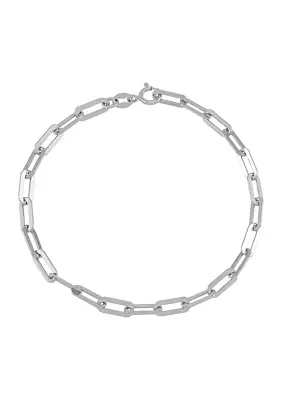 3.9 Millimeter Solid Paperclip Chain Bracelet in Sterling Silver