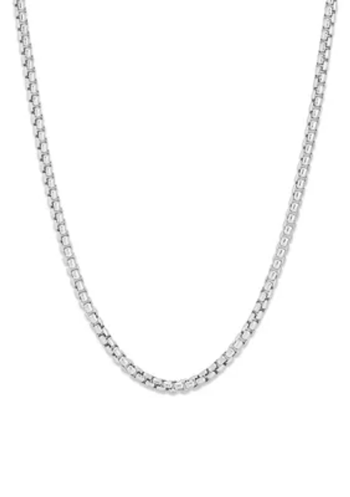 2.6 Millimeter Solid Oval Box Chain in Sterling Silver