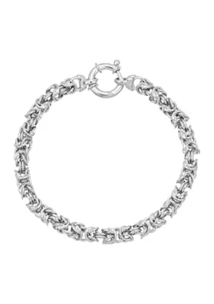 Hollow Square Byzantine Bracelet in Sterling Silver