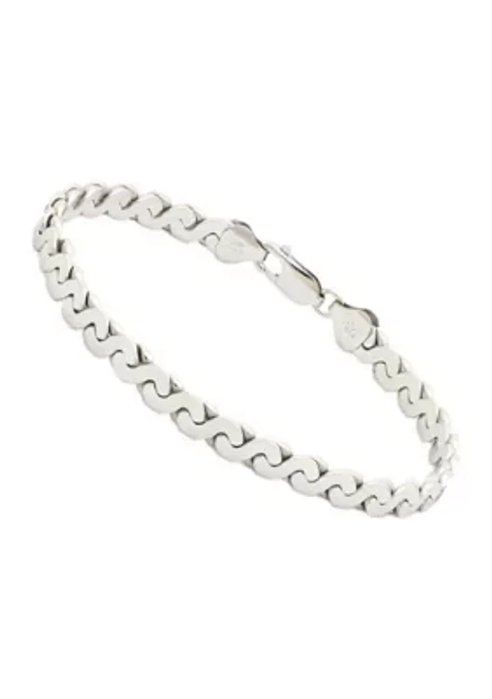 5.45 Millimeter Solid Flat Serpentine Bracelet in Sterling Silver