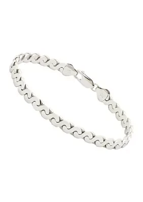 5.45 Millimeter Solid Flat Serpentine Bracelet in Sterling Silver