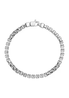 Greek Texture Round Box Chain Bracelet in Sterling Silver