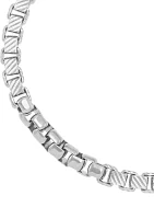 Greek Texture Round Box Chain Bracelet in Sterling Silver