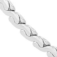 Solid Flat Serpentine Chain Necklace in Sterling Silver